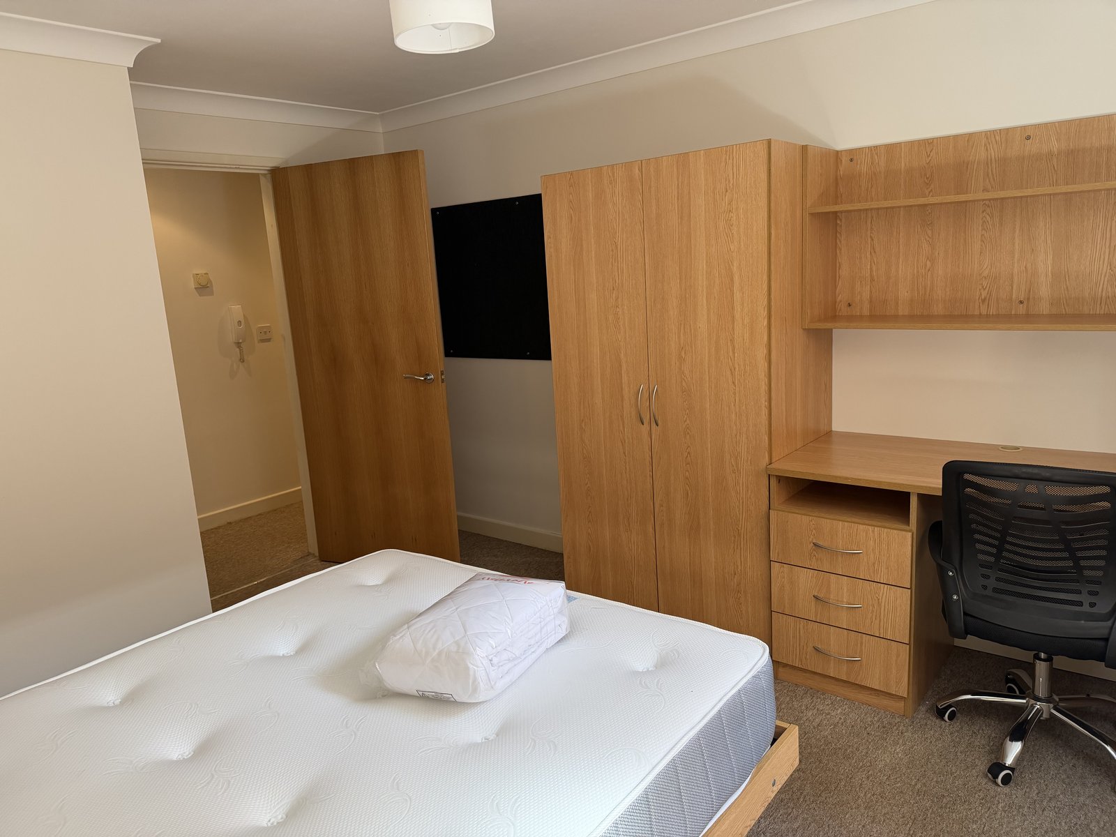 Bedroom desk and wardrobe, Flat 1 Conel Court