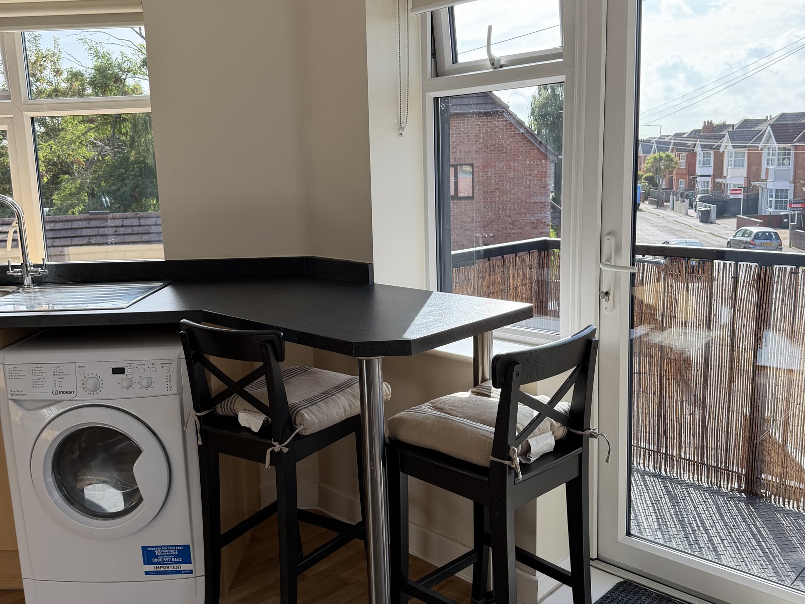 Dining space and balcony, Flat 3 Richmond Court